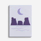 cuadro canvas paisajes digitales montañas moradas luna noche vertical