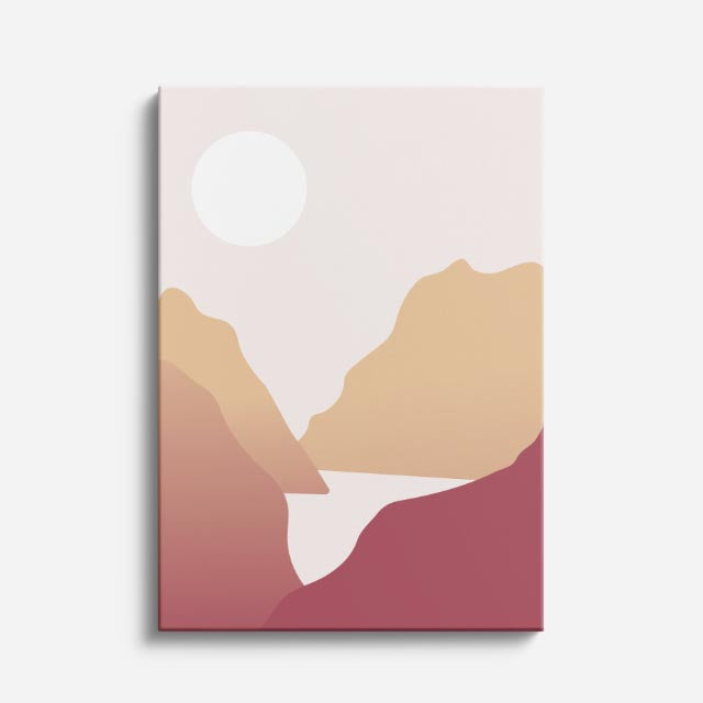 cuadro canvas paisajes digitales montañas tierra rosa río vertical