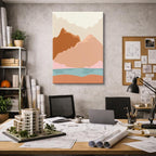 cuadro canvas paisajes digitales montañas tierra oscura río vertical