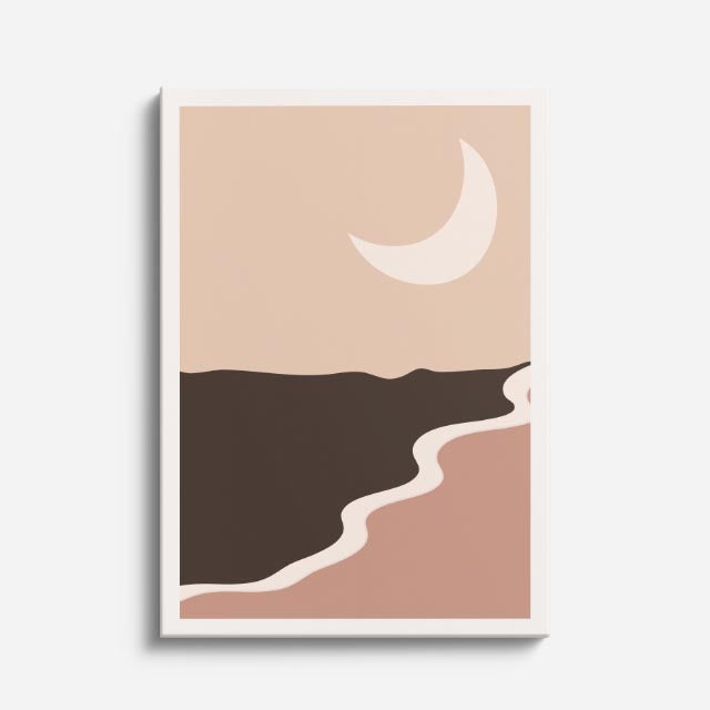 cuadro canvas paisajes digitales montañas beige luna grande vertical
