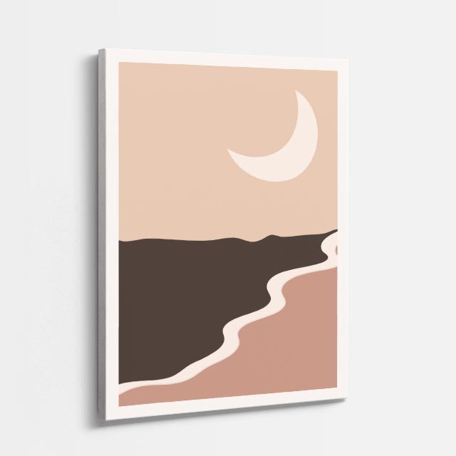 cuadro canvas paisajes digitales montañas beige luna grande vertical