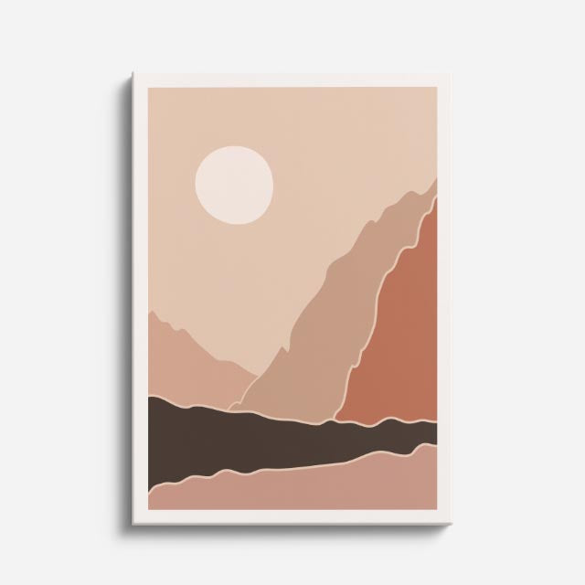 cuadro canvas paisajes digitales montañas beige sol blanco vertical