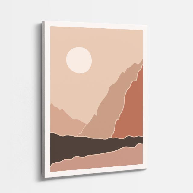 cuadro canvas paisajes digitales montañas beige sol blanco vertical