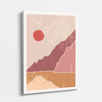 cuadro canvas paisajes digitales montañas rosas sol rojo vertical