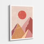 cuadro canvas paisajes digitales montañas rosas sol rojo suave vertical