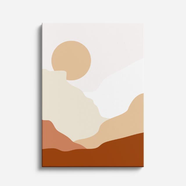 cuadro canvas paisajes digitales montañas tierra sol grande beige vertical