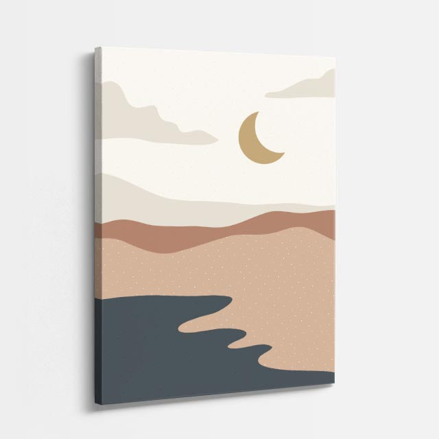 cuadro canvas paisajes digitales montañas tierra luna beige vertical