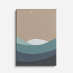 cuadro canvas paisajes digitales colinas grises teal capas vertical