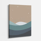 cuadro canvas paisajes digitales colinas grises teal capas vertical