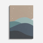 cuadro canvas paisajes digitales colinas grises teal suaves vertical