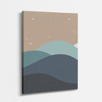 cuadro canvas paisajes digitales colinas grises teal suaves vertical