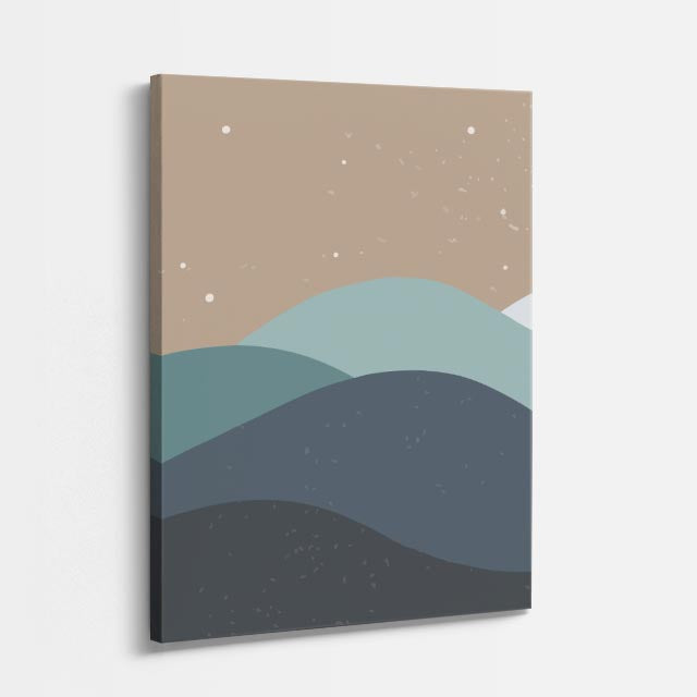 cuadro canvas paisajes digitales colinas grises teal suaves vertical