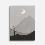 cuadro canvas paisajes digitales árbol seco luna creciente vertical