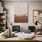 cuadro canvas paisajes digitales montañas tierra luna creciente café vertical