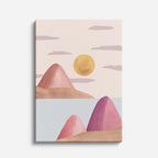 cuadro canvas paisajes digitales montañas rosas sol suave pastel vertical