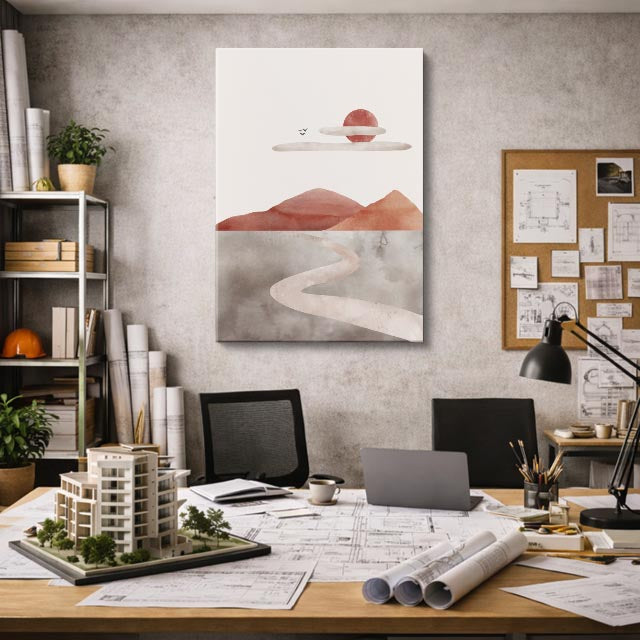 cuadro canvas paisajes digitales montañas tierra acuarela fría vertical