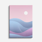 cuadro canvas paisajes digitales ondas pastel sol rojo trazo vertical