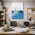 cuadro canvas paisajes digitales montañas azules oscuras acuarela vertical