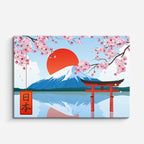 cuadro canvas montañas y nieve monte fuji cerezo japonés horizontal