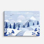 cuadro canvas montañas y nieve valle nevado pinos azules horizontal