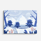 cuadro canvas montañas y nieve bosque nevado noche morada horizontal