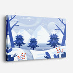 cuadro canvas montañas y nieve bosque nevado noche morada horizontal