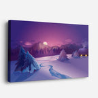 cuadro canvas montañas y nieve montañas nevadas noche morada horizontal