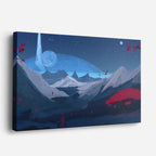 cuadro canvas montañas y nieve montañas nevadas flores rojas horizontal