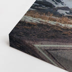 cuadro canvas montañas y nieve carretera nevada atardecer naranja horizontal