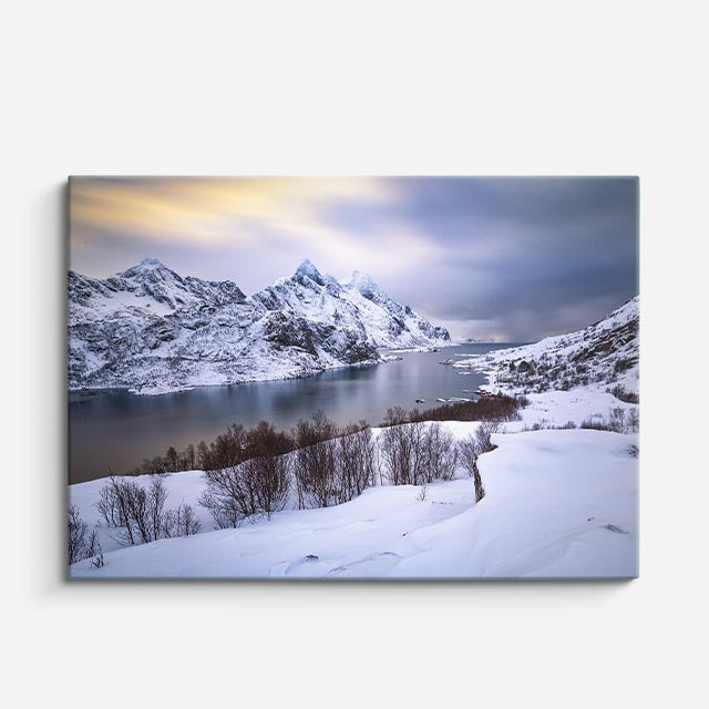 cuadro canvas montañas y nieve lago nevado montañas blancas horizontal