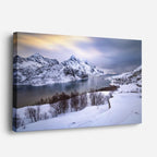 cuadro canvas montañas y nieve lago nevado montañas blancas horizontal