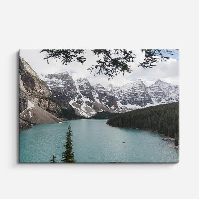 cuadro canvas montañas y nieve lago moraine montañas nevadas horizontal