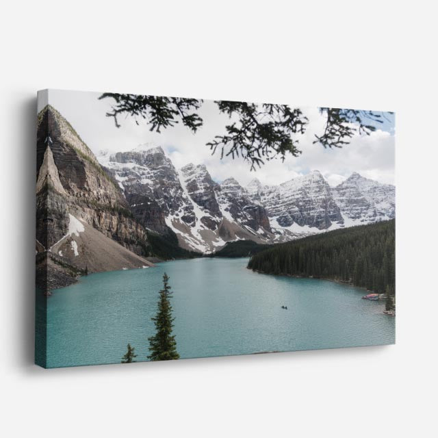 cuadro canvas montañas y nieve lago moraine montañas nevadas horizontal