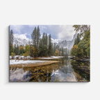 cuadro canvas montañas y nieve lago otoñal montañas nevadas horizontal