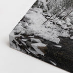 cuadro canvas montañas y nieve bosque nevado río oscuro horizontal