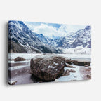 cuadro canvas montañas y nieve lago rocas nevadas frío horizontal