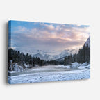 cuadro canvas montañas y nieve valle nevado cielo suave horizontal