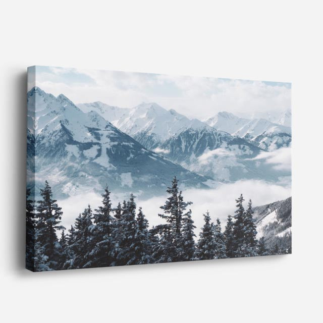 cuadro canvas montañas y nieve bosque nevado montañas blancas horizontal