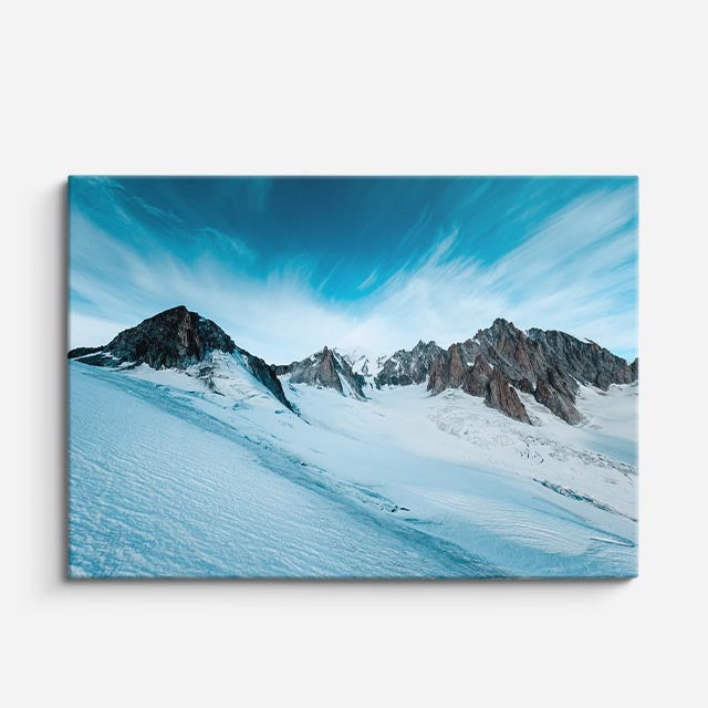 cuadro canvas montañas y nieve montaña nevada lago teal horizontal