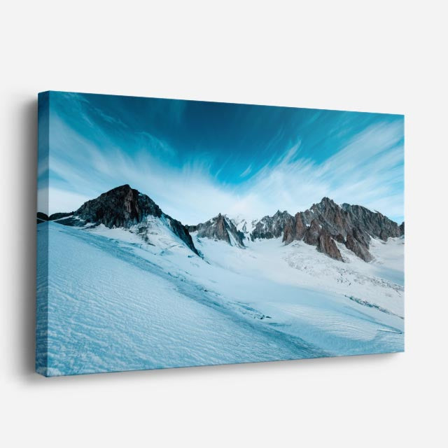 cuadro canvas montañas y nieve montaña nevada lago teal horizontal