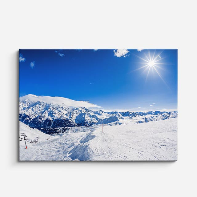 cuadro canvas montañas y nieve montañas nevadas sol brillante horizontal