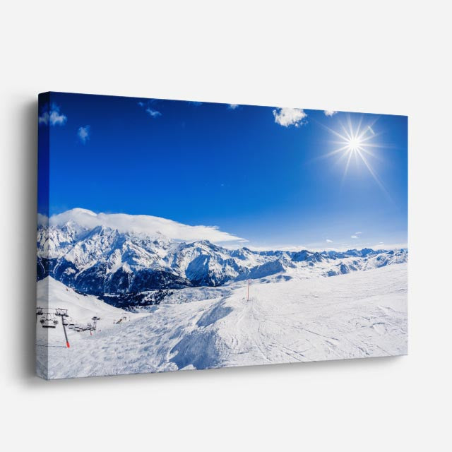 cuadro canvas montañas y nieve montañas nevadas sol brillante horizontal