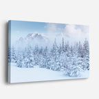 cuadro canvas montañas y nieve bosque nevado pinos blancos horizontal
