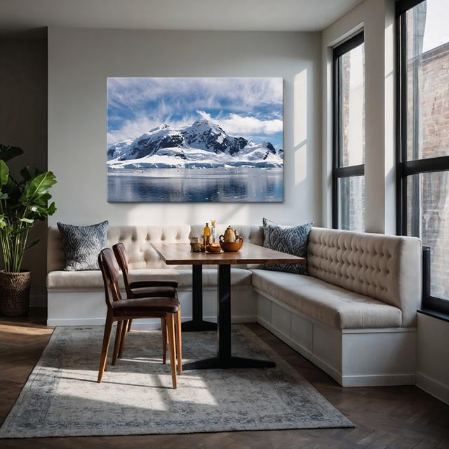cuadro canvas montañas y nieve montaña nevada lago azul frío horizontal