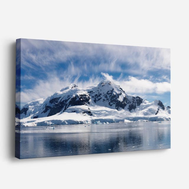 cuadro canvas montañas y nieve montaña nevada lago azul frío horizontal