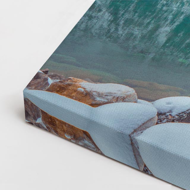 cuadro canvas montañas y nieve lago montañas nevadas teal horizontal