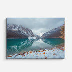 cuadro canvas montañas y nieve lago montañas nevadas teal horizontal