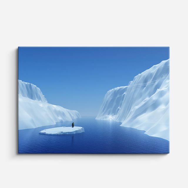 cuadro canvas montañas y nieve icebergs azules canal ártico horizontal