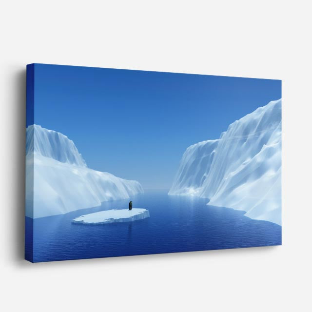 cuadro canvas montañas y nieve icebergs azules canal ártico horizontal