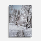cuadro canvas montañas y nieve árbol solitario campo nevado vertical
